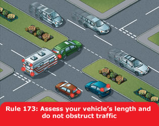 Highway Code - Rule 173 Assess Your Vehicles Length And Do Not Obstruct Traffic