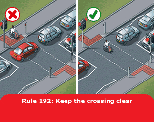 Highway Code - Rule 192 Keep The Crossing Clear