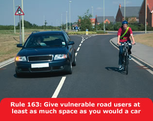 Highway Code - Rule 163 Give Vulnerable Road Users At Least As Much Space As You Would A Car