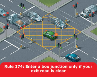 Highway Code - Rule 174 Enter A Box Junction Only If Your Exit Road Is Clear