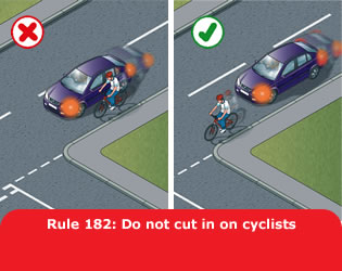 Highway Code - Rule 182 Do Not Cut In On Cyclists