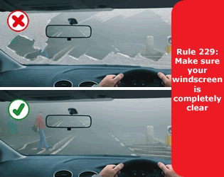Highway Code - Rule 229 Make Sure Your Windscreen Is Completely Clear